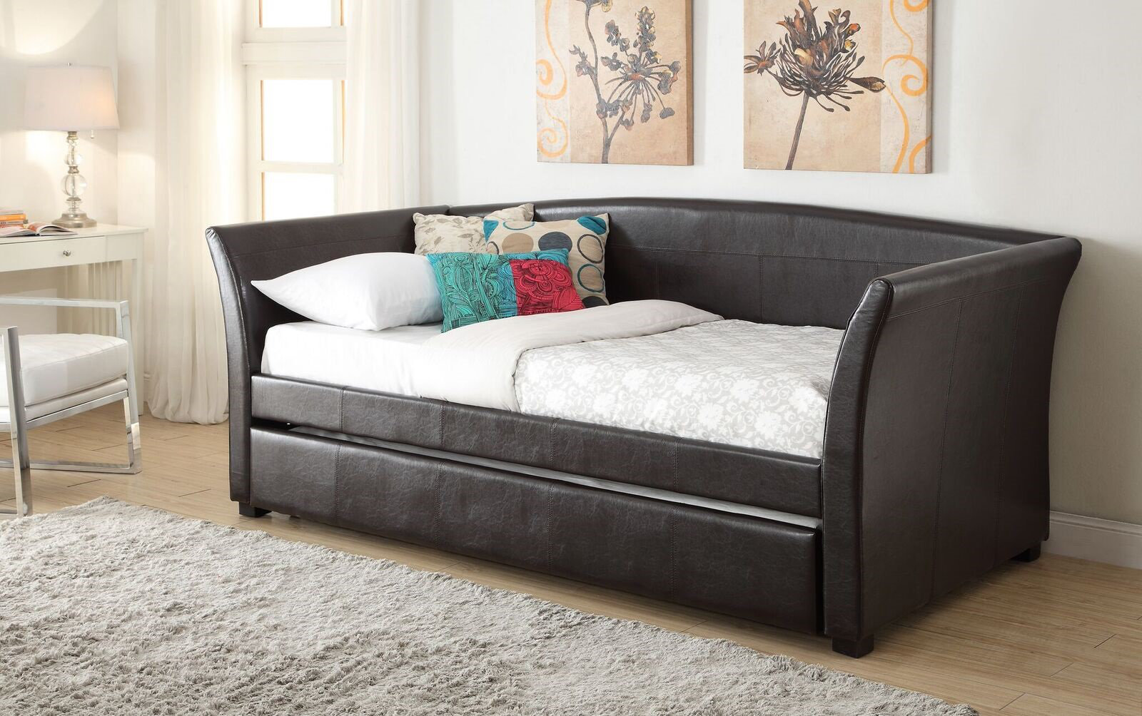 Full size leather daybed with trundle discount